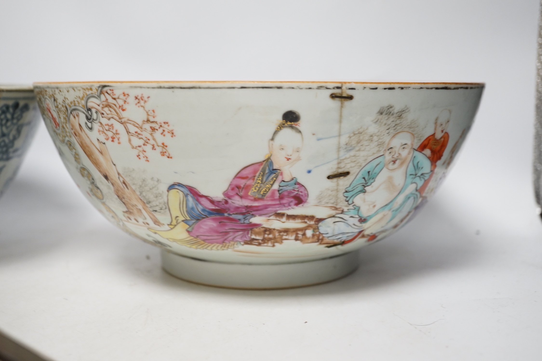 A Chinese Export bowl and three others, export bowl 11cm high